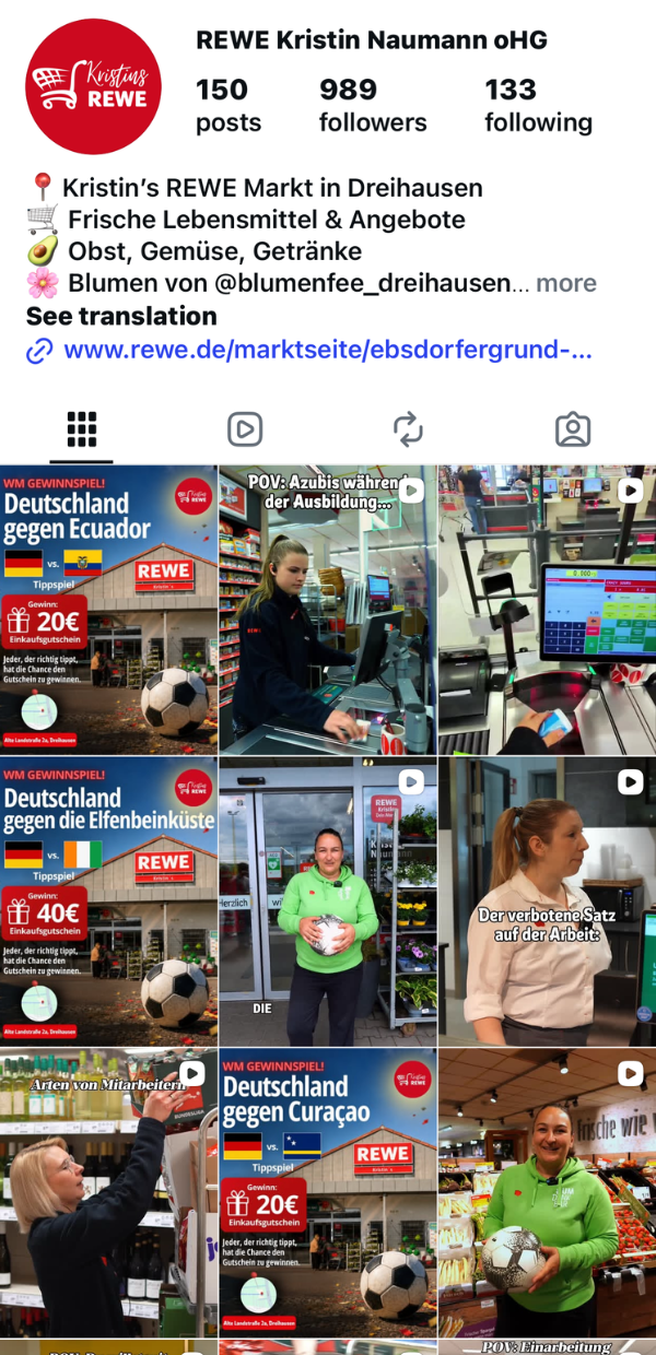 Kristins REWE Social Media Profil